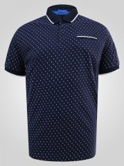 D555 Reid AOP Polo With Jacquard Collar, Pocket And Cuffs Tengerészkék