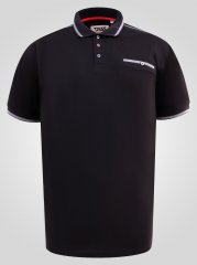 D555 Potts Jersey Polo With Jacquard Collar & Cuffs Fekete