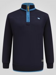 D555 Conway 2 1/4 Zip Neck Fleece Sweatshirt With Bear Logo Tengerészkék