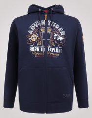 D555 Hector Adventurer Printed Zip Through Hoody Tengerészkék