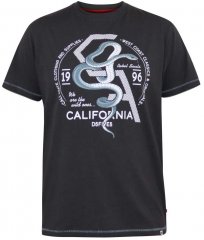 D555 CORTEX California Snake Printed Crew Neck T-Shirt Washed Black