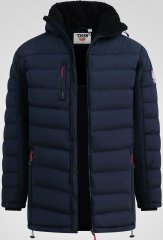 D555 Workington Bélelt Kabát Kapucnival és Sherpa Béléssel Tengerészkék