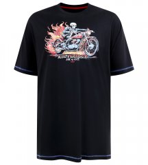 D555 Dewsbury Skeleton On Bike Crew Neck T-Shirt Black TALL SIZE