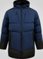 D555 Hank Ripstop Contrast Panelled Padded Hooded Jacket Tengerészkék
