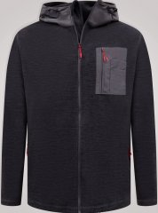 D555 Damien Micro Fleece Zip Through Hoody Fekete/Szürke