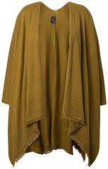 Ulla Popken 841117 Strasszos oversize kötött poncsó Olívazöld