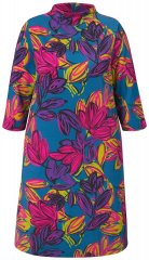 Ulla Popken 843180 Virágos jersey ruha Petrol
