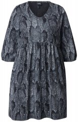 Ulla Popken 844945 Mintás jersey ruha Fekete