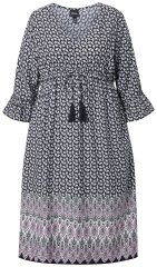 Ulla Popken 847798 A-vonalú midiruha V-nyakkal Fekete
