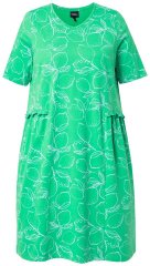 Ulla Popken 850204 Rövid ujjú jersey ruha V-nyakkal Zöld