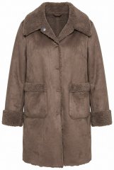 Ulla Popken 850251 Teddy kabát Világosbarna