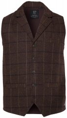 JP1880 851395 Kockás tweed mellény sztreccsel Sötétbarna