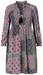 Ulla Popken 851546 Mintás midiruha Mustársárga