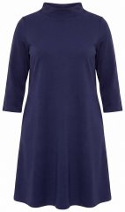 Ulla Popken 851664 A-vonalú jersey ruha zsebekkel Sötétkék