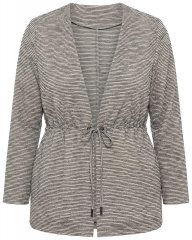 Ulla Popken 852086 Csíkos kardigán húzózsinórral Taupe