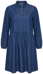 Ulla Popken 852768 A-vonalú farmerruha zsebekkel Denimkék