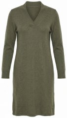 Ulla Popken 853077 Hosszú ujjú kötött ruha V-nyakkal Khaki