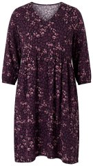 Ulla Popken 855270 Mintás jersey ruha V-nyakkal Fekete