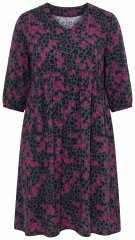 Ulla Popken 855270 Mintás jersey ruha V-nyakkal Antracit