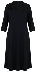 Ulla Popken 855373 Mintás jersey ruha Fekete