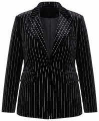 Ulla Popken 855499 Strasszos bársony blézer Fekete