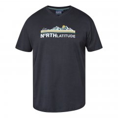 North Latitude Mountain T-Shirt V-Neck Fekete