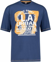 Adamo Urban Comfort Fit Printed T-shirt Denim Blue