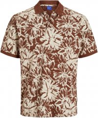 Jack & Jones Split AOP Print Polo Brown