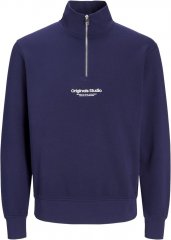 Jack & Jones Esterbro High Neck Quarter Zip Sweatshirt Ocean Cavern