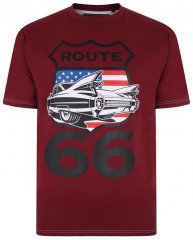 Kam Jeans Route 66 Print T-shirt Burgundy
