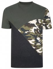 Kam Jeans 5394 Cut & Saw Camo Panel T-Shirt Khaki