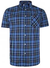 Kam Jeans 6208 SS Casual Check Shirt Denim