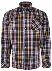 Kam Jeans 6208 LS Casual Check Shirt Navy