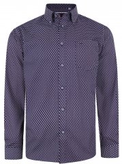 Kam Jeans 6211 LS Dobby Stitch Shirt Navy