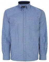 Kam Jeans 6219 LS Mini Gingham Check Shirt Navy