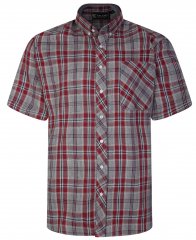Kam Jeans 6241 SS Check Shirt Burgundy
