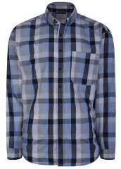 Kam Jeans 6242 Long Sleeve Casual Checked Shirt Blue