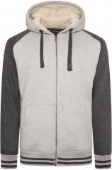 Kam Jeans 7075 Raglan Zip Thru Sherpa Hoodie Grey