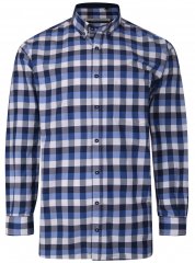 Kam Jeans P642 Premium Large Check Shirt LS Blue