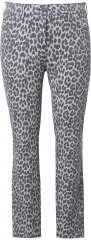 Ulla Popken Slim Leg Leopard Print Stretch Fit Jeans Bright Grey