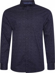 Kam Jeans P021 Premium Two Tone Digital Print Long Sleeve Shirt Indigo