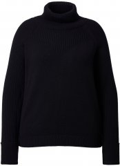 Ulla Popken Turtleneck Sweater with Ribbed Inserts Black