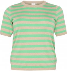 Kaffe Curve Lizzy Csíkos pulóver Tollszürke melange/Zöld