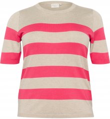 Kaffe Curve Lizzy Csíkos pulóver Bézs/Málna