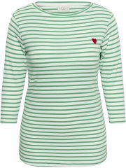 Kaffe Curve Lia Boatneck 3/4 T-Shirt Chalk/Bright Green