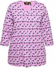 Ulla Popken Geometric Pattern 3/4 Sleeve Tee Amethyst