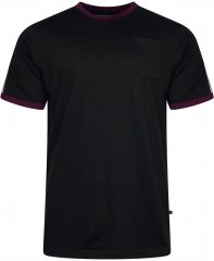 Kam Jeans 5781 Ringer Tee with Shoulder Tape Black