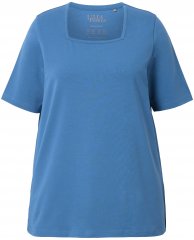 Ulla Popken Essential Square Neck Stretch Tee Denim Blue