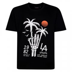 Espionage T448 skeleton palm mintás póló fekete