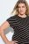 Ulla Popken 848921 Csíkos jersey ruha megkötős övvel Fekete - Maxi ruhák - Női plus size maxiruhák